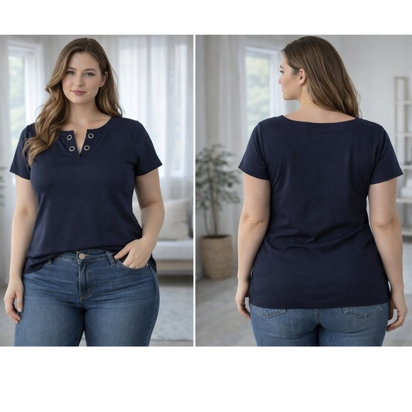 Banana Republic Tops - Banana Republic Grommet Top Women M Navy Blue Office Chic Business Casual